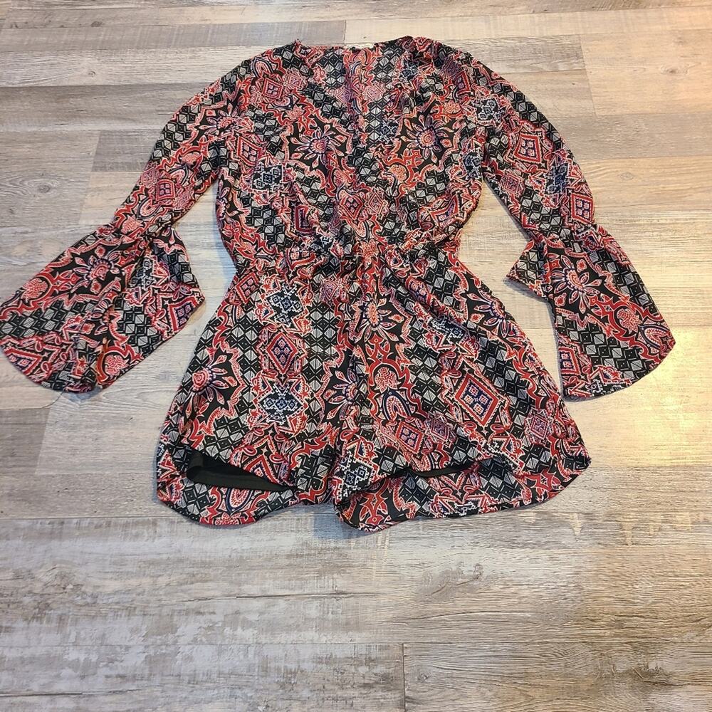 Charlotte Russe small womens bell sleeved romper with elastic waistband